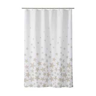 Cortina de baño estrellas beige y blanco
