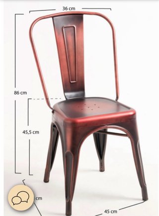 Sillas de acero rojas efecto desgastado 2 unidades