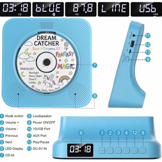 Reproductor CD Portátil Bluetooth AUX FM NUEVO