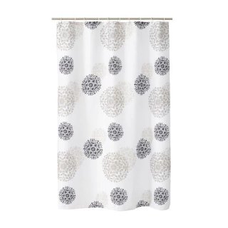 Cortina de baño mandala gris y blanco
