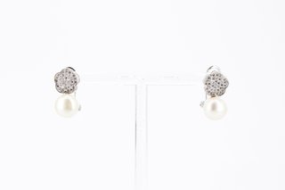 Pendientes Plata 925 Flor Perla