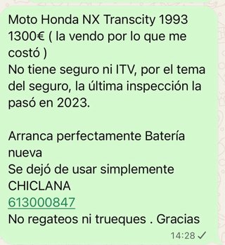 Honda Transcity AX Moto Histórica