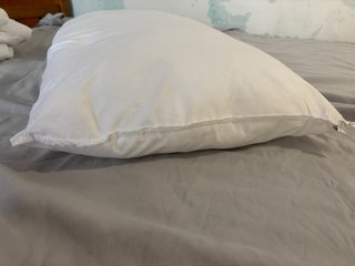 Edredón y almohada blancos