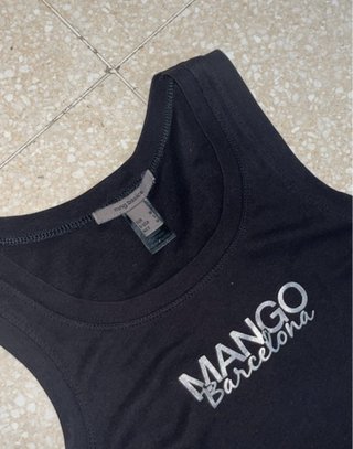 Camiseta tirantes Mango Barcelona negra