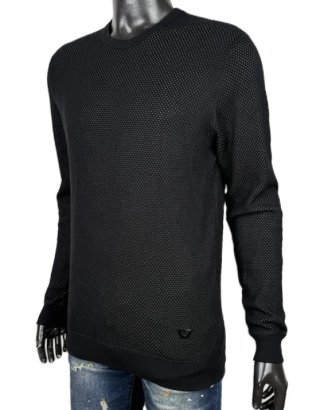 Armani Jeans Maglione Uomo L Nero Pois Logo