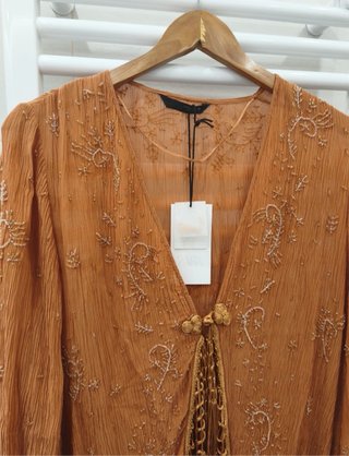 Kaftán bordado Zara Talla M Naranja