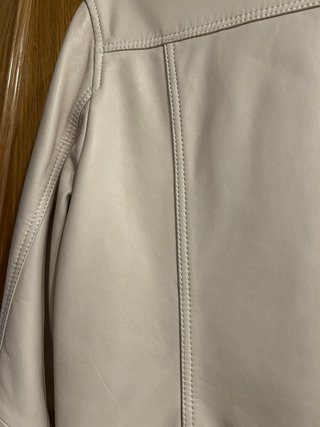 Cazadora Biker Piel Beige Massimo Dutti Mujer