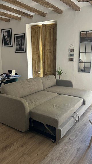 Sofá cama plegable beige/gris