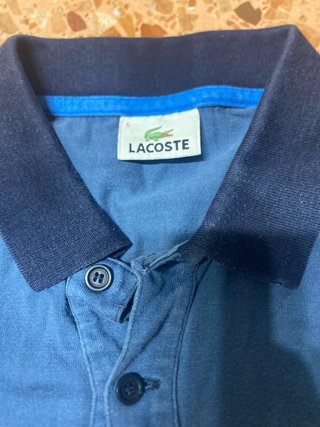 Polo Lacoste manga larga azul y naranja T.M