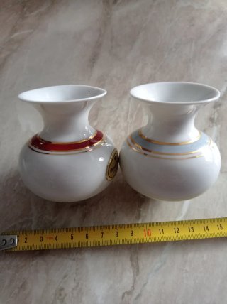 Coppia Mini Vasi Vintage Porcellana Le Roy Fiori