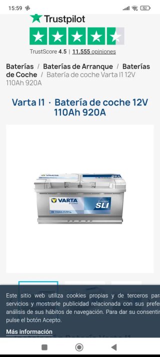 Batería Coche Varta 110Ah 920A