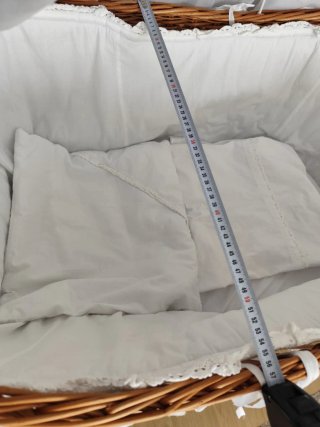 Cuna Moisés Mimbre con Dosel Blanco