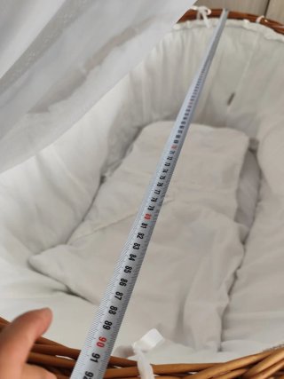 Cuna Moisés Mimbre con Dosel Blanco