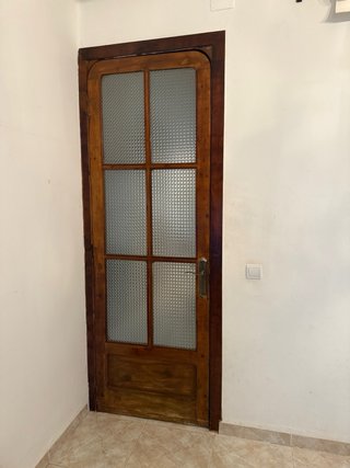Puerta Antigua Madera Cristal Armado