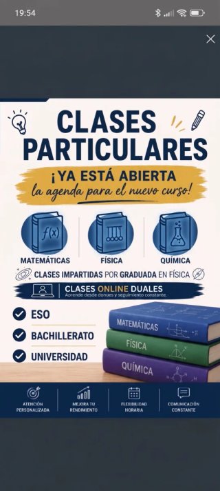 CLASES PARTICULARES MATEMÁTICAS, FÍSICA Y QUÍMICA
