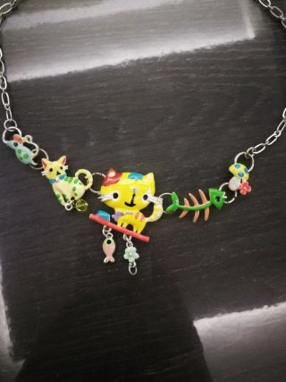 Collana gattini smaltati multicolor