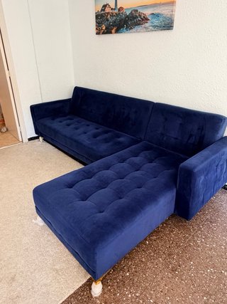 Divano blu Maisons du Monde in velluto