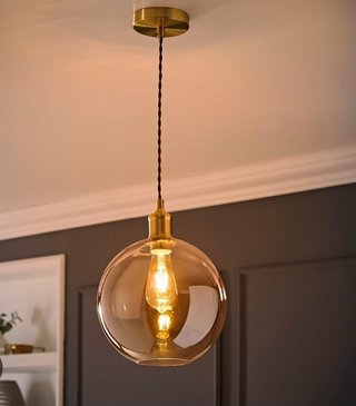 Lámpara Colgante Cristal Ámbar Moderna