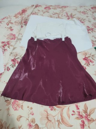 Conjunto morado satinado mujer