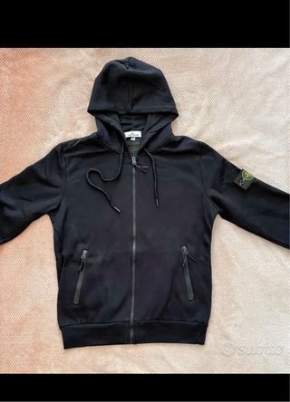 Felpa Stone Island Nera Zip Cappuccio