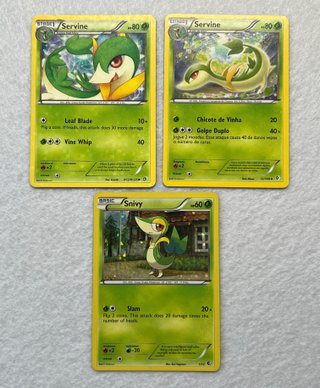 Cartas Pokémon Servine e Snivy McDonalds