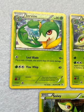 Cartas Pokémon Servine e Snivy McDonalds