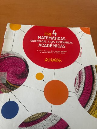Libro MatemáticasAnaya 4 eso
