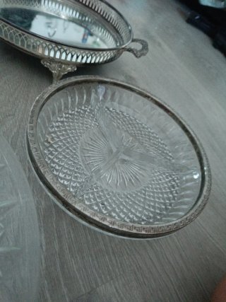 Juego 4 Fuentes Vintage Cristal y Metal