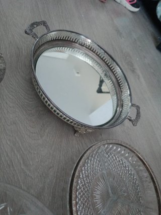 Juego 4 Fuentes Vintage Cristal y Metal