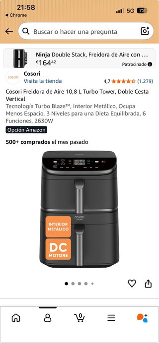 Cajón Cosori Turbo Tower