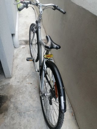 Bicicleta plateada urbana