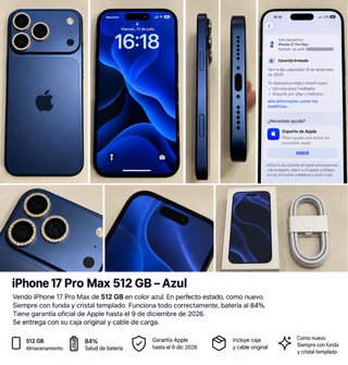 iPhone 17 Pro Max 512 GB Azul + Garantía Apple
