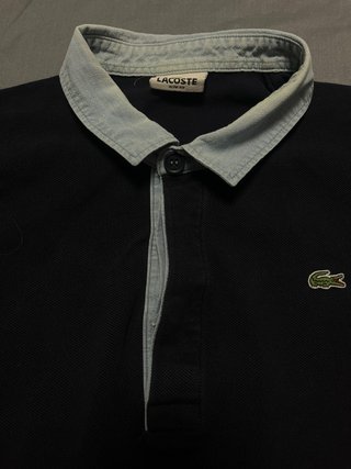 Polo Lacoste manga larga negro talla XL