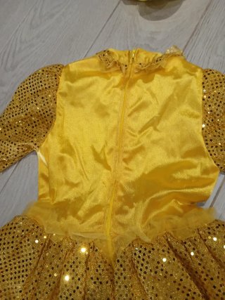 Vestito Carnevale Bambina Giallo Paillettes 5 anni