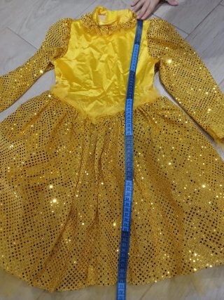 Vestito Carnevale Bambina Giallo Paillettes 5 anni