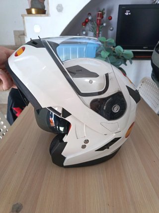 Casco Moto Blanco con Diseño Bandera España
