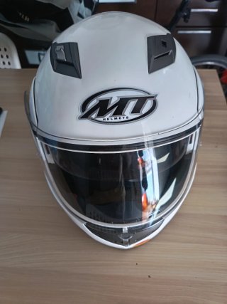Casco Moto Blanco con Diseño Bandera España