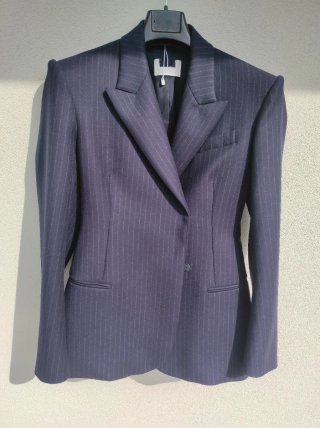 Max Mara Giacca Blu e pantaloni in lana, a righe