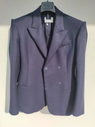 Max Mara Giacca Blu e pantaloni in lana, a righe