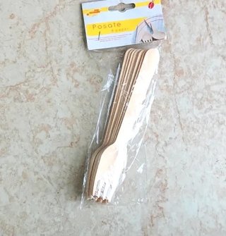 Posate In Legno Biodegradabili 8 pezzi Forchette