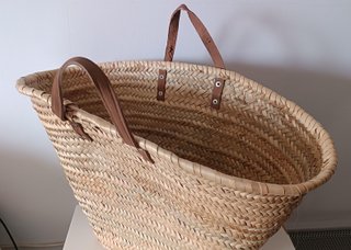 Cesta Mimbre Grande Asas Cuero