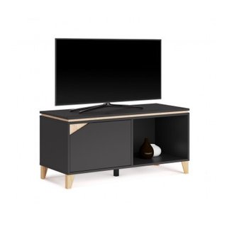 Mueble TV antracita/marrón con puerta y hueco