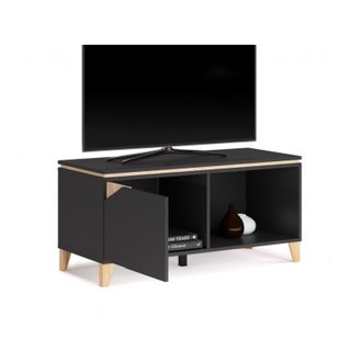 Mueble TV antracita/marrón con puerta y hueco