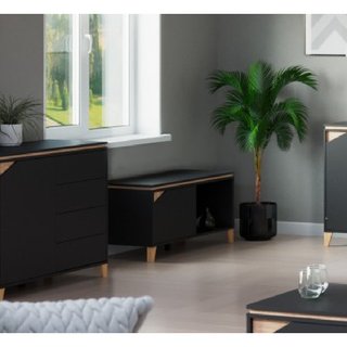 Mueble TV antracita/marrón con puerta y hueco