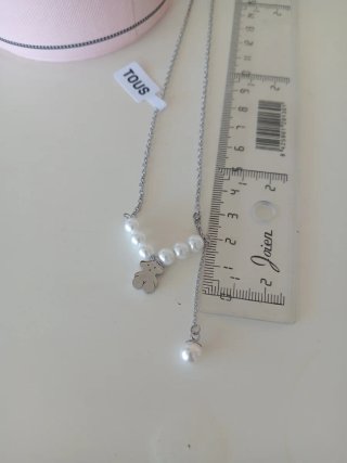 Collar Tous perlas y oso plata