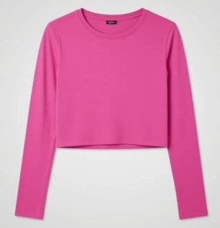 Camiseta crop top manga larga rosa