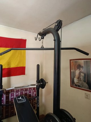 Banco de pesas DOMYOS completo más mancuernas