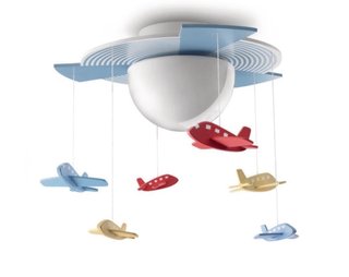 Lámpara Techo Infantil Aviones Madera
