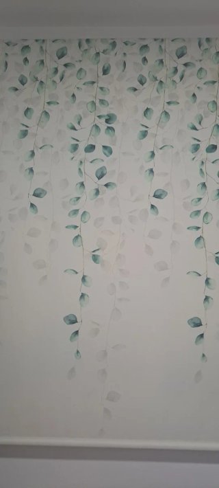 Estor con estampado de hojas verdes