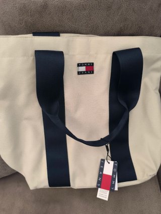 Bolso Tote Tommy Jeans Blanco y Azul